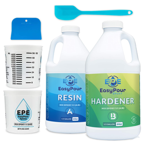 Premium Table Top EasyPour Epoxy Kit - 1 Gallon Kit with Accessories