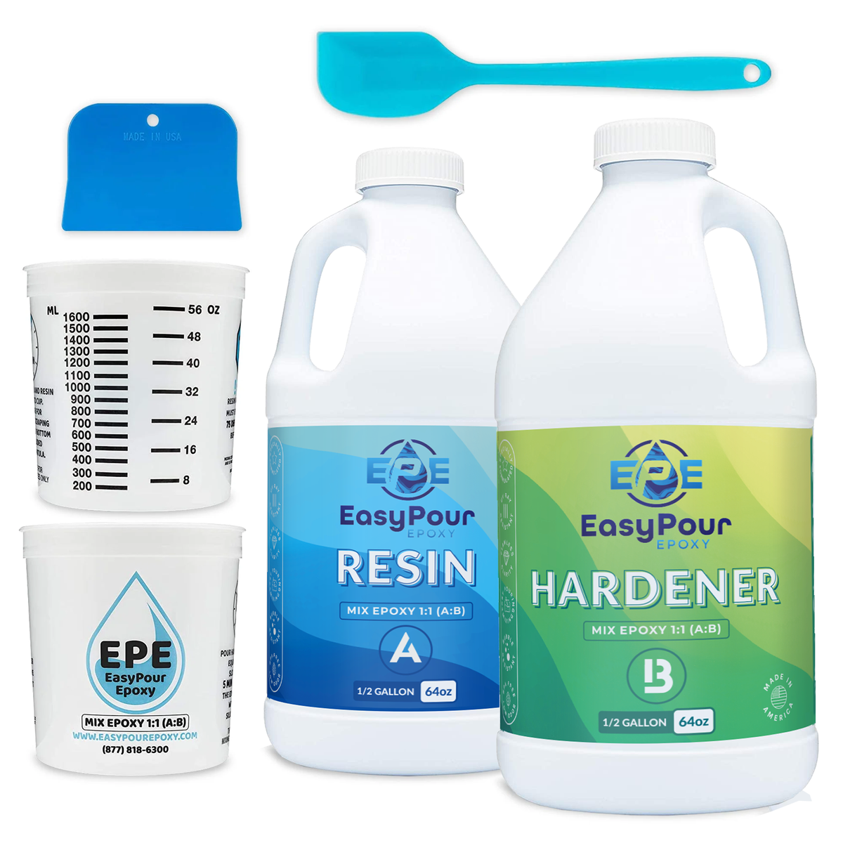 Premium Table Top EasyPour Epoxy Kit - 1 Gallon Kit with Accessories